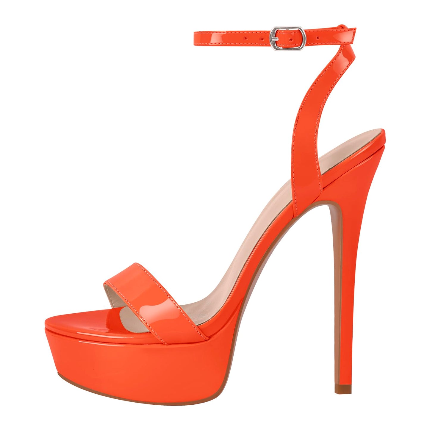 Platform Stiletto High Heels for Women, Round Open Toe Ankle Strap Sexy Heeled Sandals for Wedding Party Dress