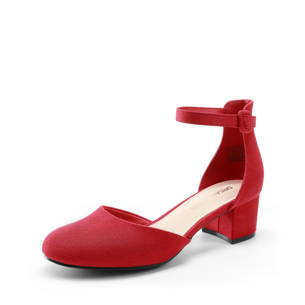 DREAM PAIRS Women's Round Toe Low Block Heel Pumps | Closed Toe Ankle Strap Chunky Heel Pumps Dress Shoes Wedding Office Party Dressy Shoes for Women