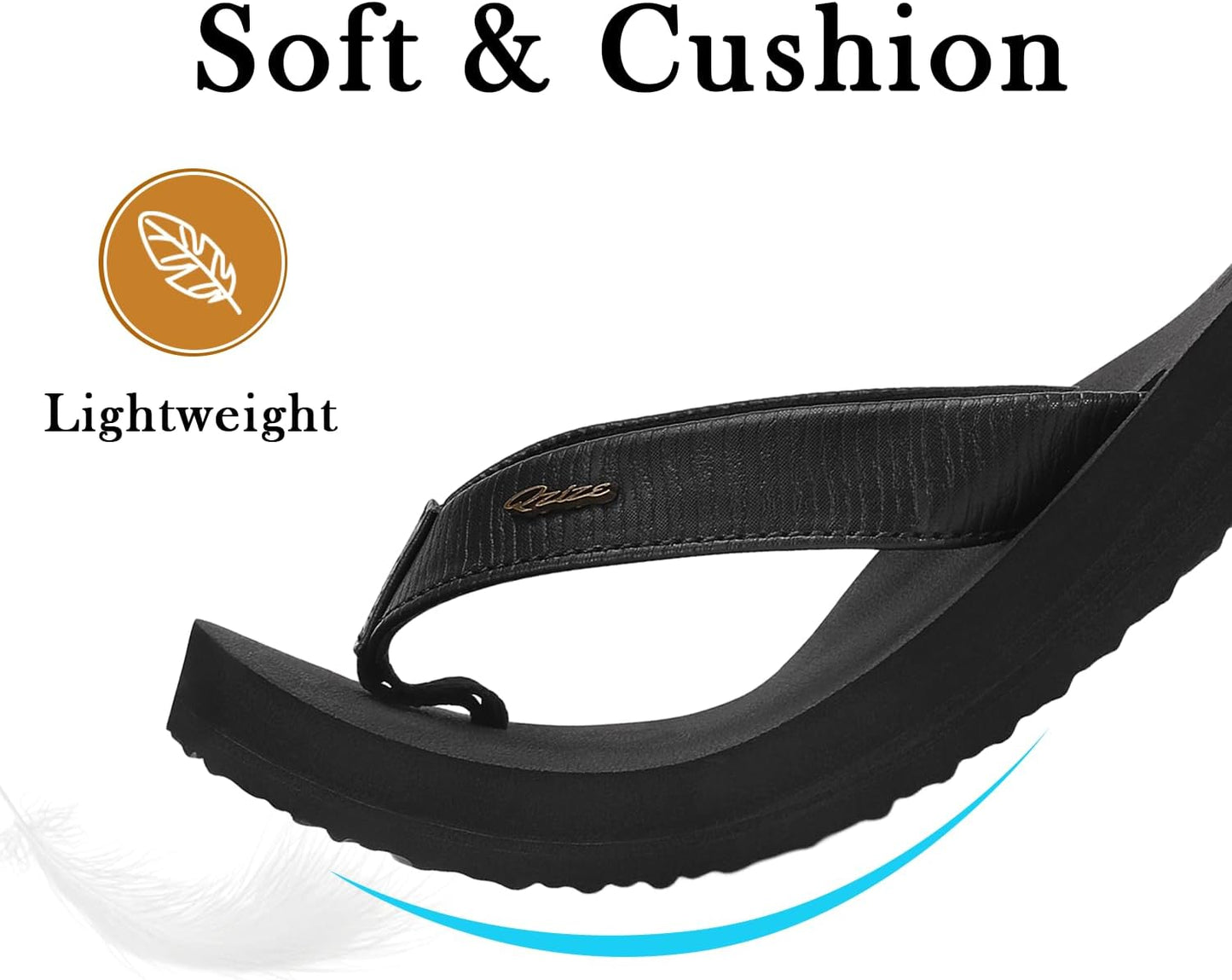 Women's Flip Flops with Arch Support Leather Strap Thong Sandals | Flexible Lightweight Design, Quick-Dry Material, All-Day Comfort for Beach, Pool, Shower, Travel and Everyday Wear