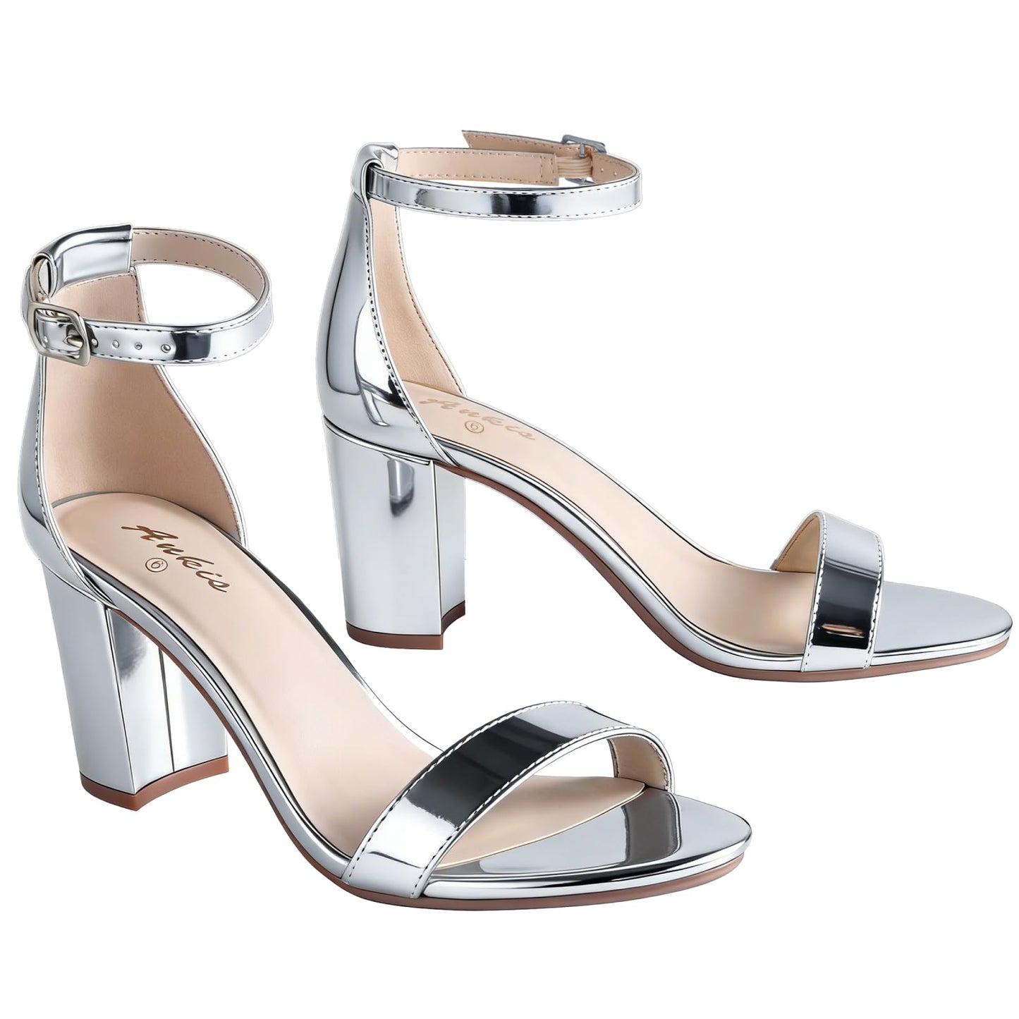Ankis Heels for Women Open Toe Ankle Strap Chunky Heel Sandals 2.75 Inch