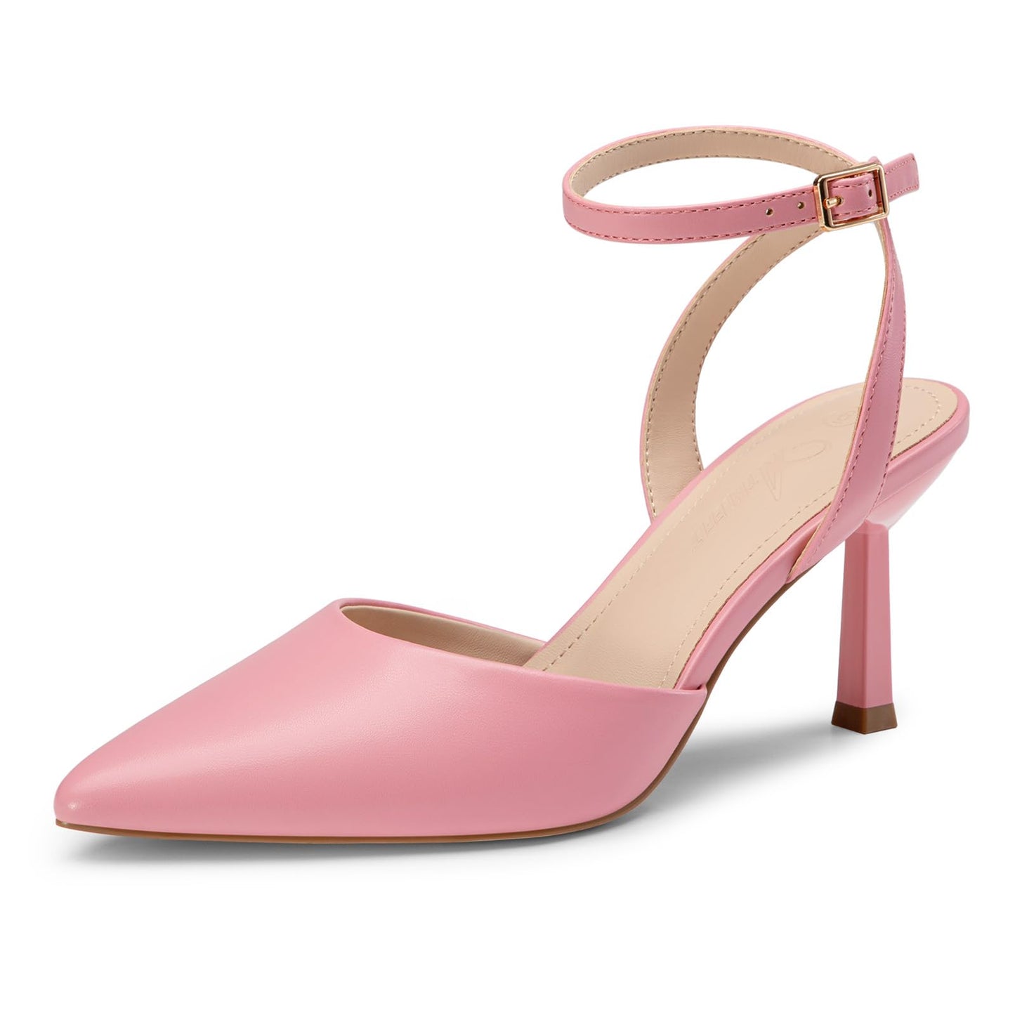 Athlefit Women's Closed Toe 3 Inch High Heels Pumps Shoes | Pointed Toe, Latex Cushioned Insole, Adjustable Ankle Strap, Dress Shoes for Wedding Party, Graduation, Office Work
