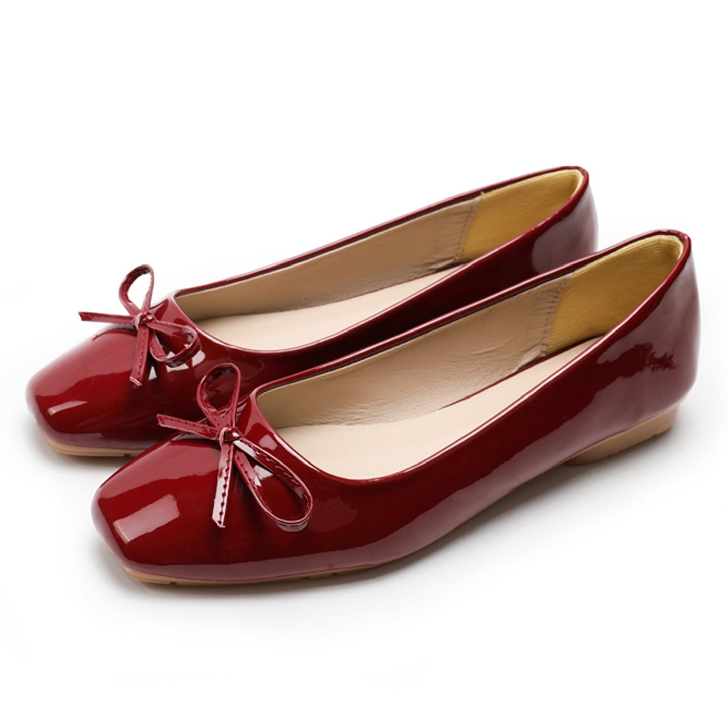 Dear Time Women's Casual Foldable Ballet Flats Square Toe Ballerina Flats Shoes Comfortable