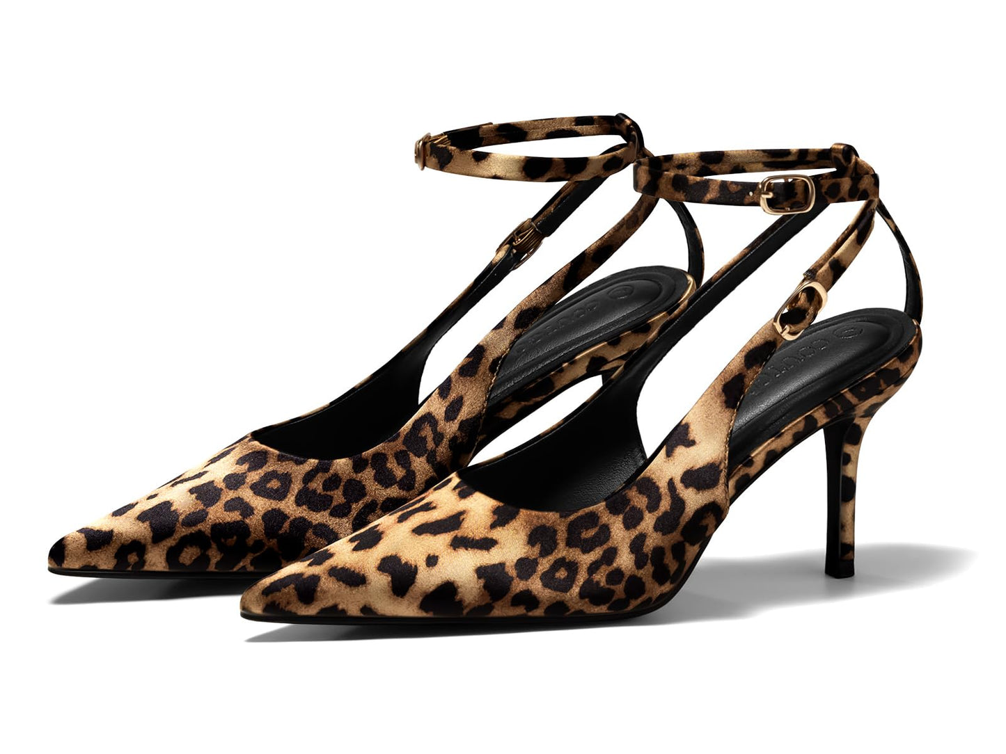 Coutgo Womens Slingback Kitten Heels Closed Pointed Toe Pumps Ankle Strap Work Dress Shoes