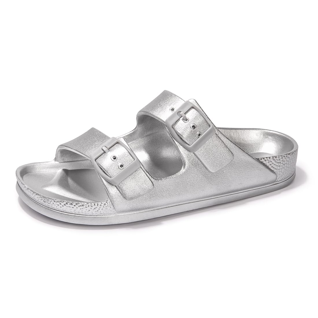 FUNKYMONKEY Women's Comfort Slides Non-Slip Lightweight Flat Beach Sandals | Adjustable Buckle Plastic Sandals with Arch Support, Waterproof Non-Slip Summer Slippers for Pool, Shower & Daily Wear