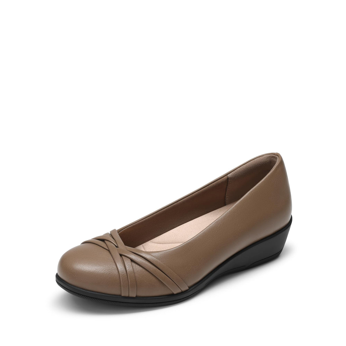 DREAM PAIRS Women's Low Wedges Closed Toe Dressy Flats | Light flexible grippy TPR outsole, Breathable memory foam insole with ergonomic arch support, Padded anti-rub heel