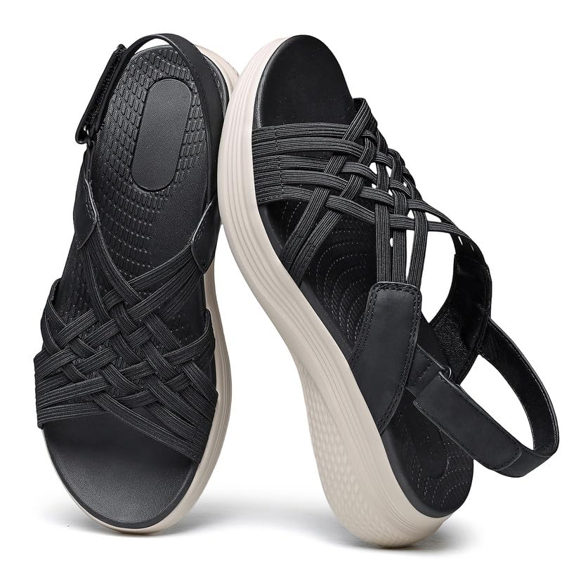 ziitop Women's Sandals Women Footwear Ladies Summer Sandals with Arch Support Comfortable Walking Beach shoes Flat Wedge for Dressy Vacation Travel Office Party Shopping Dating Nursing Water Sports