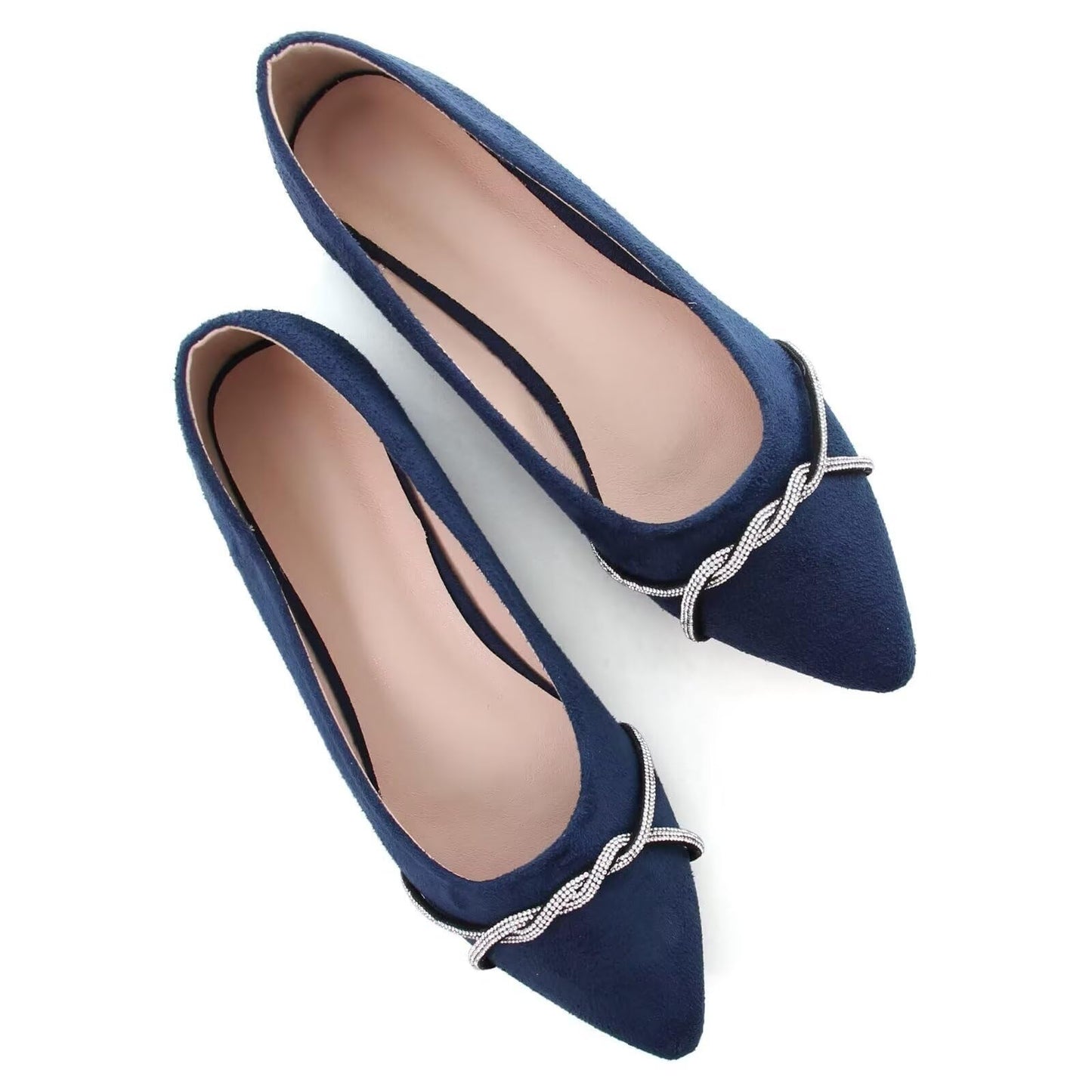 TN TANGNEST Womens Casual Flats Chain Ballet Flats | Fashion Pointed Toe Rhinestone Flats, Comfort Slip On Dress Shoes for Business Work Office Wedding Party