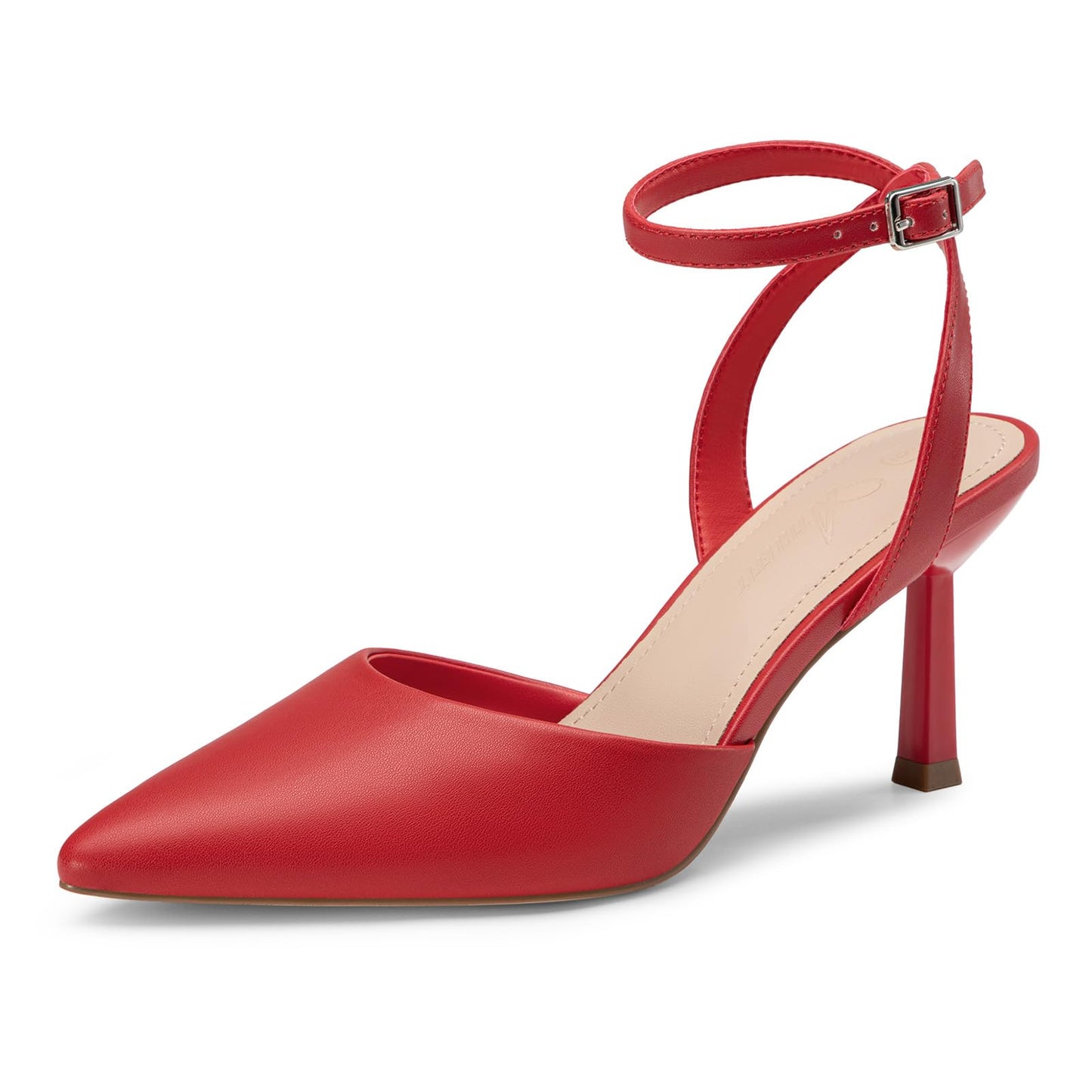 Athlefit Women's Closed Toe 3 Inch High Heels Pumps Shoes | Pointed Toe, Latex Cushioned Insole, Adjustable Ankle Strap, Dress Shoes for Wedding Party, Graduation, Office Work