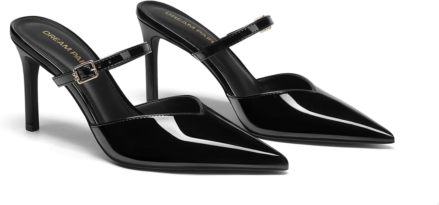 DREAM PAIRS Womens Closed Pointed Toe High Heels Mules | 3.34" Stiletto Women's Pumps Shoes Wedding Work Office Sexy Fashion Heels for Women