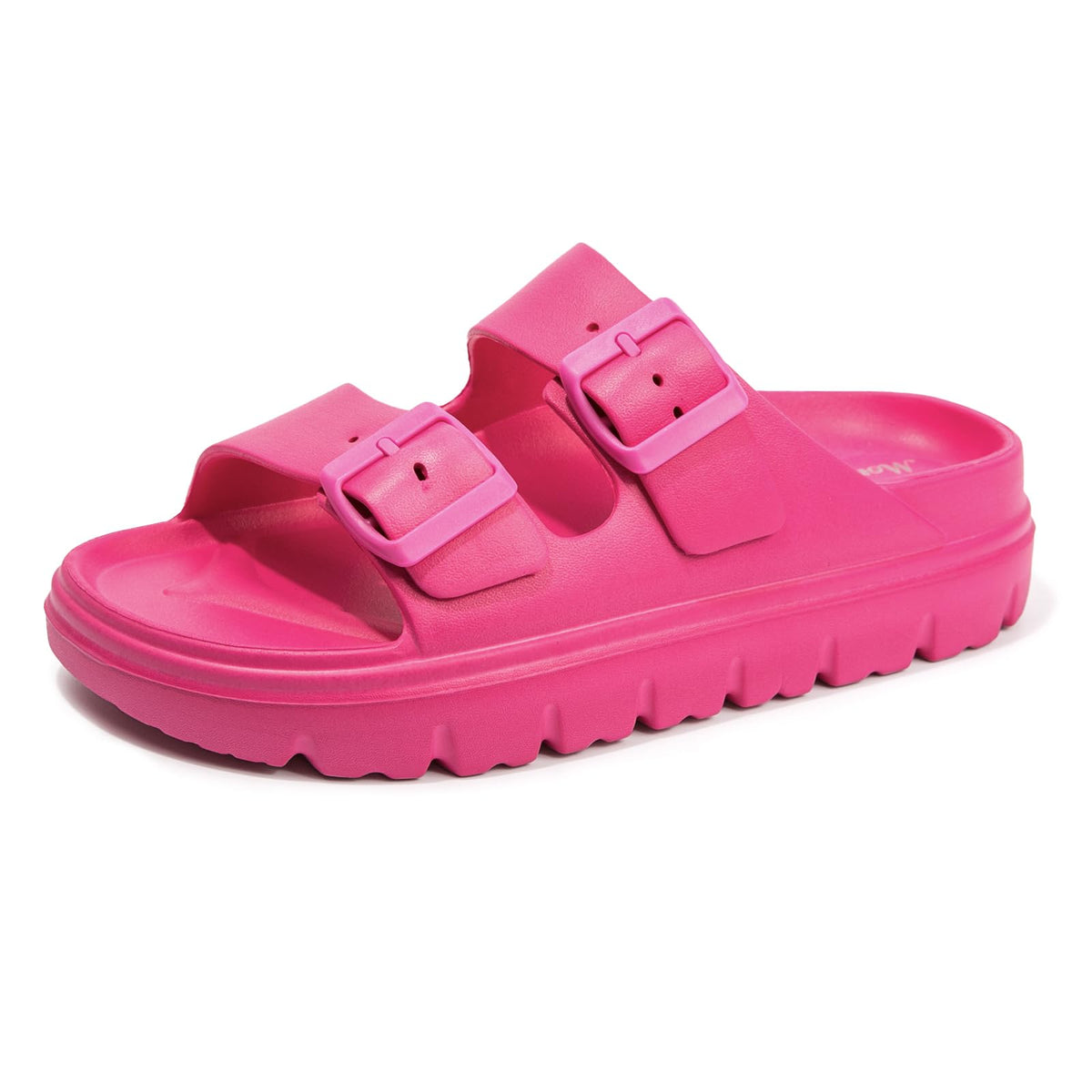 FUNKYMONKEY Women's Comfort Slides Non-Slip Lightweight Flat Beach Sandals | Adjustable Buckle Plastic Sandals with Arch Support, Waterproof Non-Slip Summer Slippers for Pool, Shower & Daily Wear