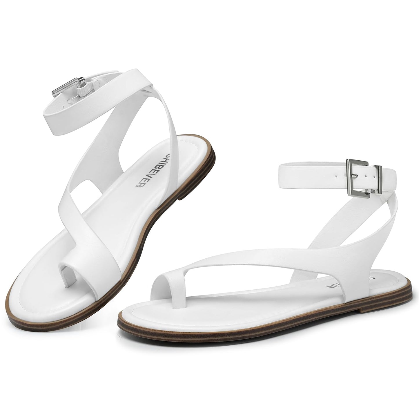 SHIBEVER Flat Sandals for Women Dressy: Comfortable Strappy Sandals Summer | Toe Loop, Adjustable Buckle Ankle Strap, Casual Walking Dress Shoes for Beach Travel Vacation 2026 Size 6-11