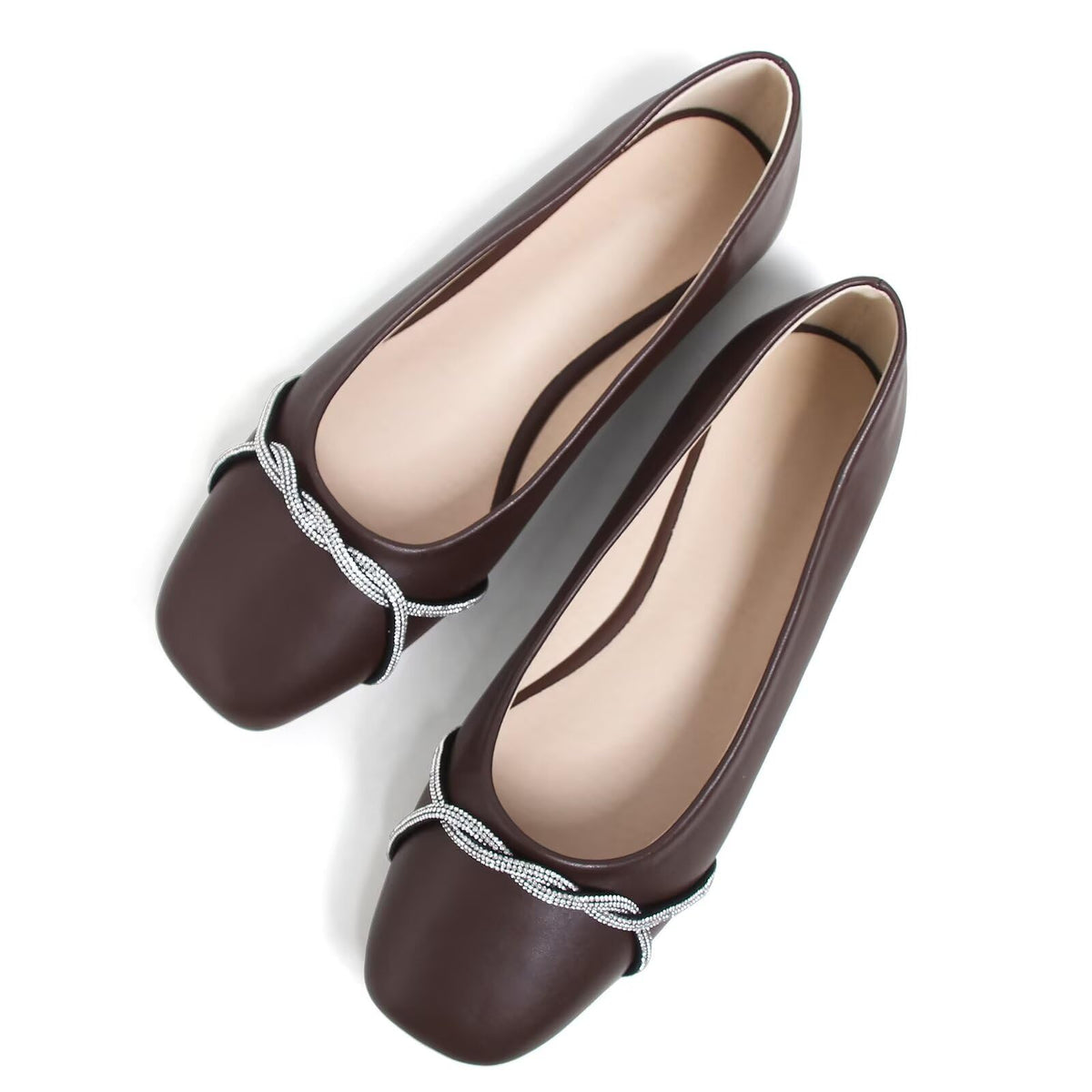 TN TANGNEST Womens Casual Flats Chain Ballet Flats | Fashion Pointed Toe Rhinestone Flats, Comfort Slip On Dress Shoes for Business Work Office Wedding Party