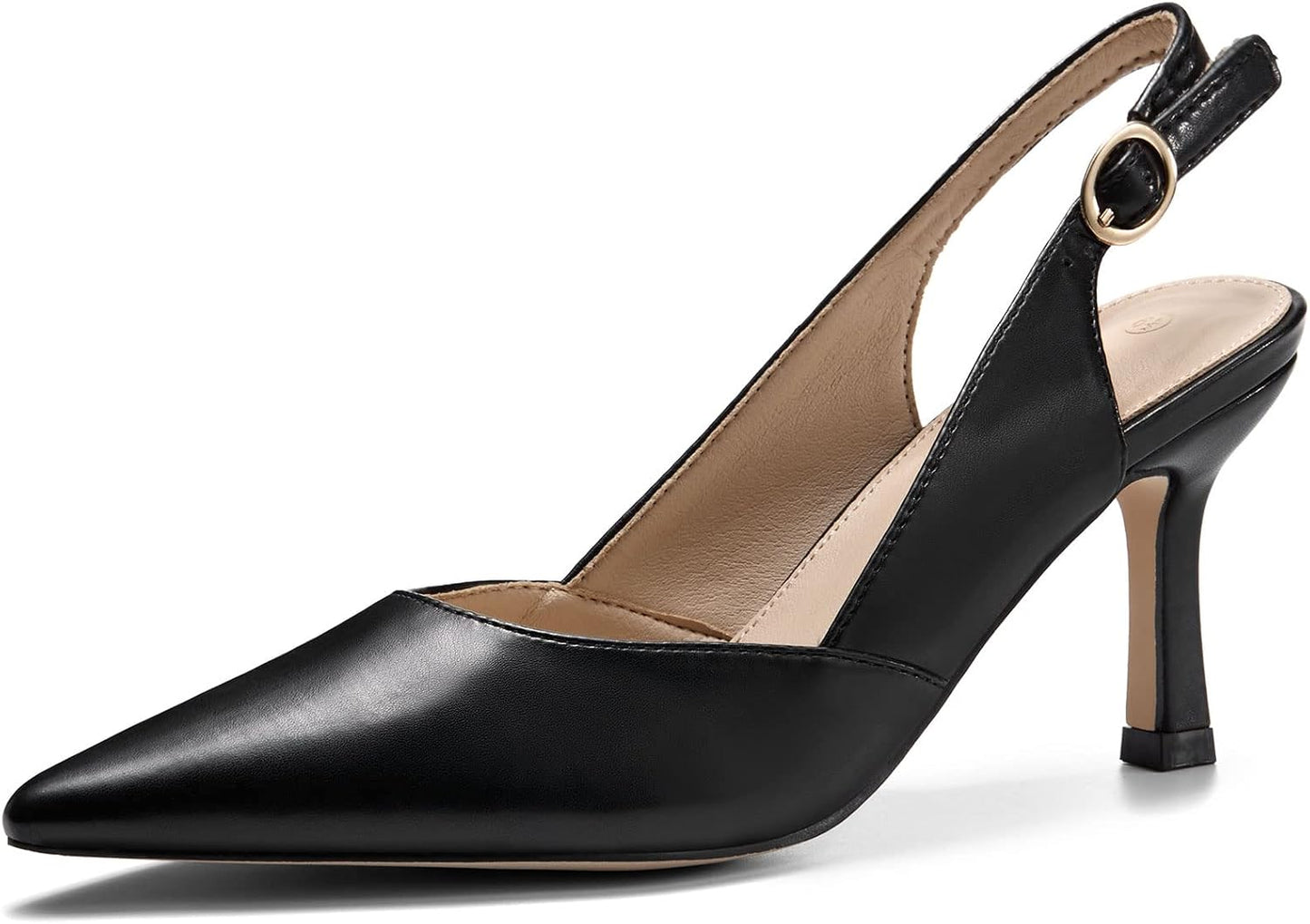 Rilista Women's Slingback Kitten Heels Closed Pointed Toe Backless Wedding Party Dress Pumps Shoes