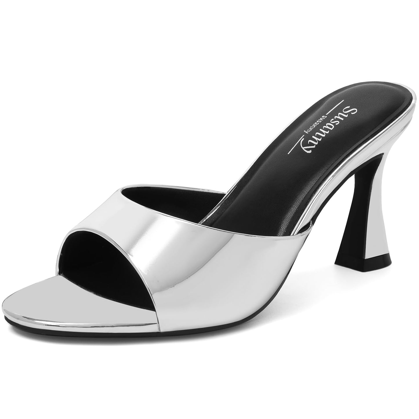 Susanny High Heels for Women Pointed Open Toe Strappy Chunky Block Heels Ankle Strap Stiletto Kitten Heeled Sandals Wedding Bridal Party Prom Sexy Dress Shoes