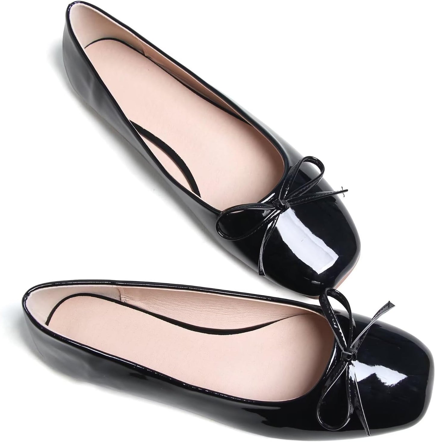 Dear Time Women's Casual Foldable Ballet Flats Square Toe Ballerina Flats Shoes Comfortable