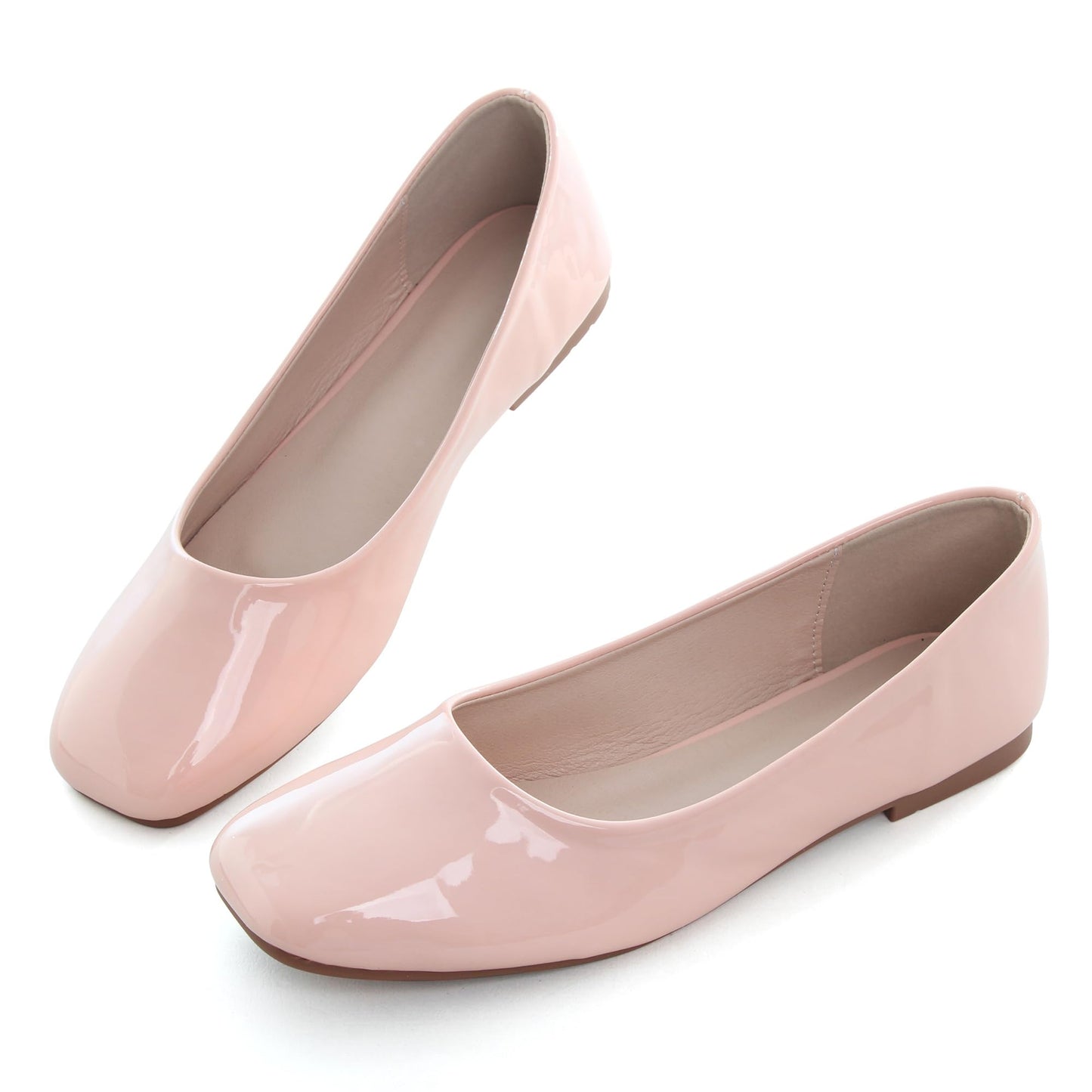 Dear Time Women's Casual Foldable Ballet Flats Square Toe Ballerina Flats Shoes Comfortable