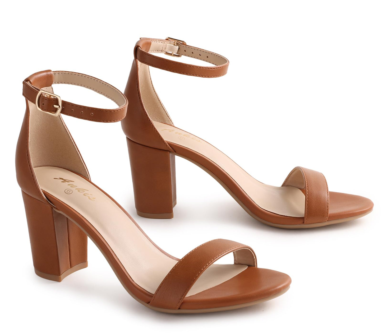 Ankis Heels for Women Open Toe Ankle Strap Chunky Heel Sandals 2.75 Inch