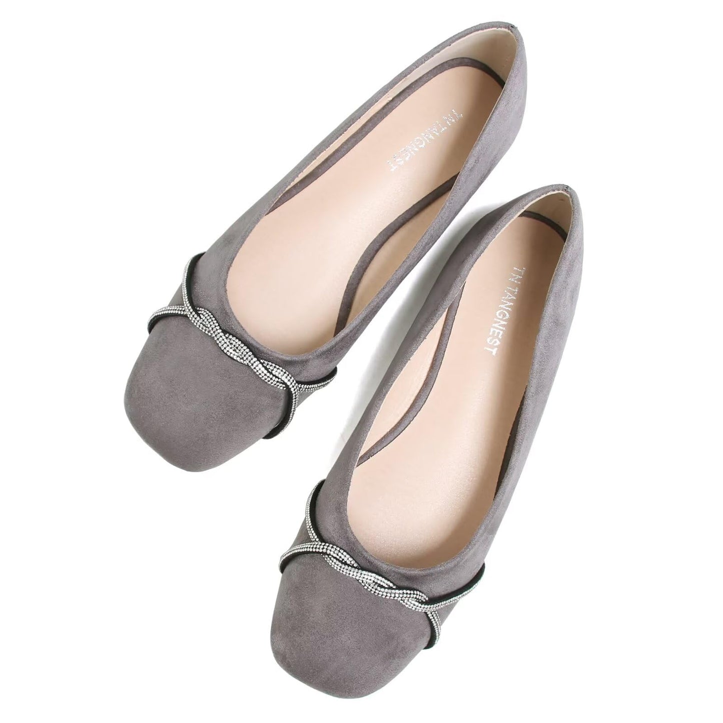 TN TANGNEST Womens Casual Flats Chain Ballet Flats | Fashion Pointed Toe Rhinestone Flats, Comfort Slip On Dress Shoes for Business Work Office Wedding Party