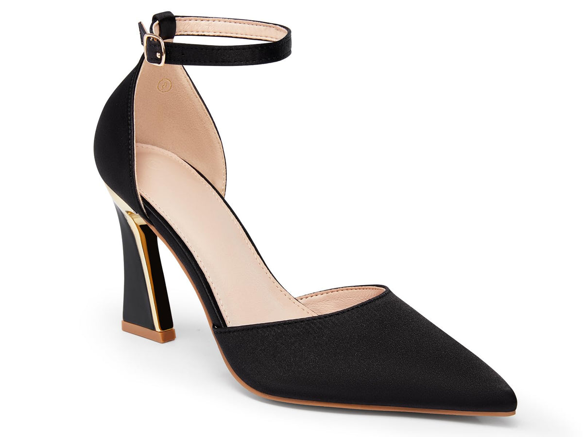 Womens Pumps Point Closed Toe High Heels Ankle Strap Heeled Sandals | Adjustable Buckle Strap, Wedding, Party, Comfortable, Dress Shoes, Business Casual