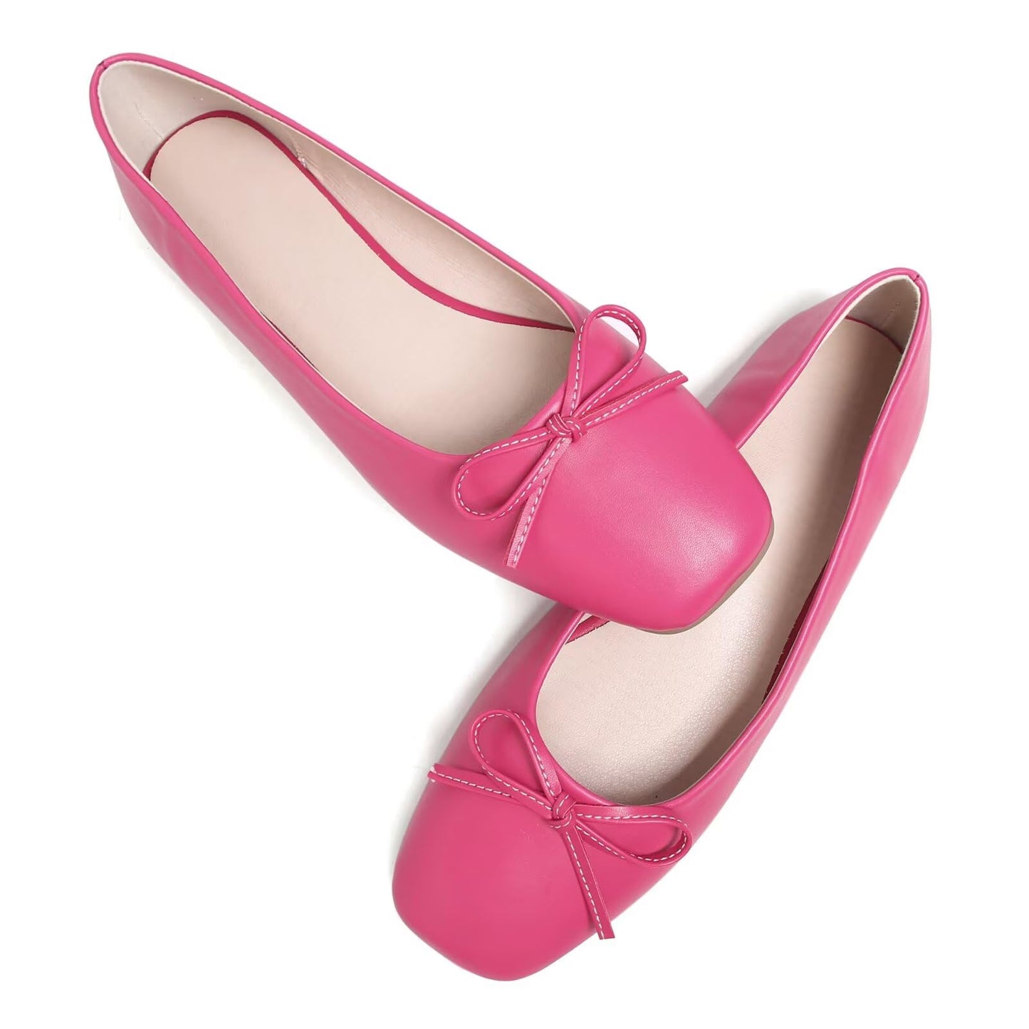 Dear Time Women's Casual Foldable Ballet Flats Square Toe Ballerina Flats Shoes Comfortable