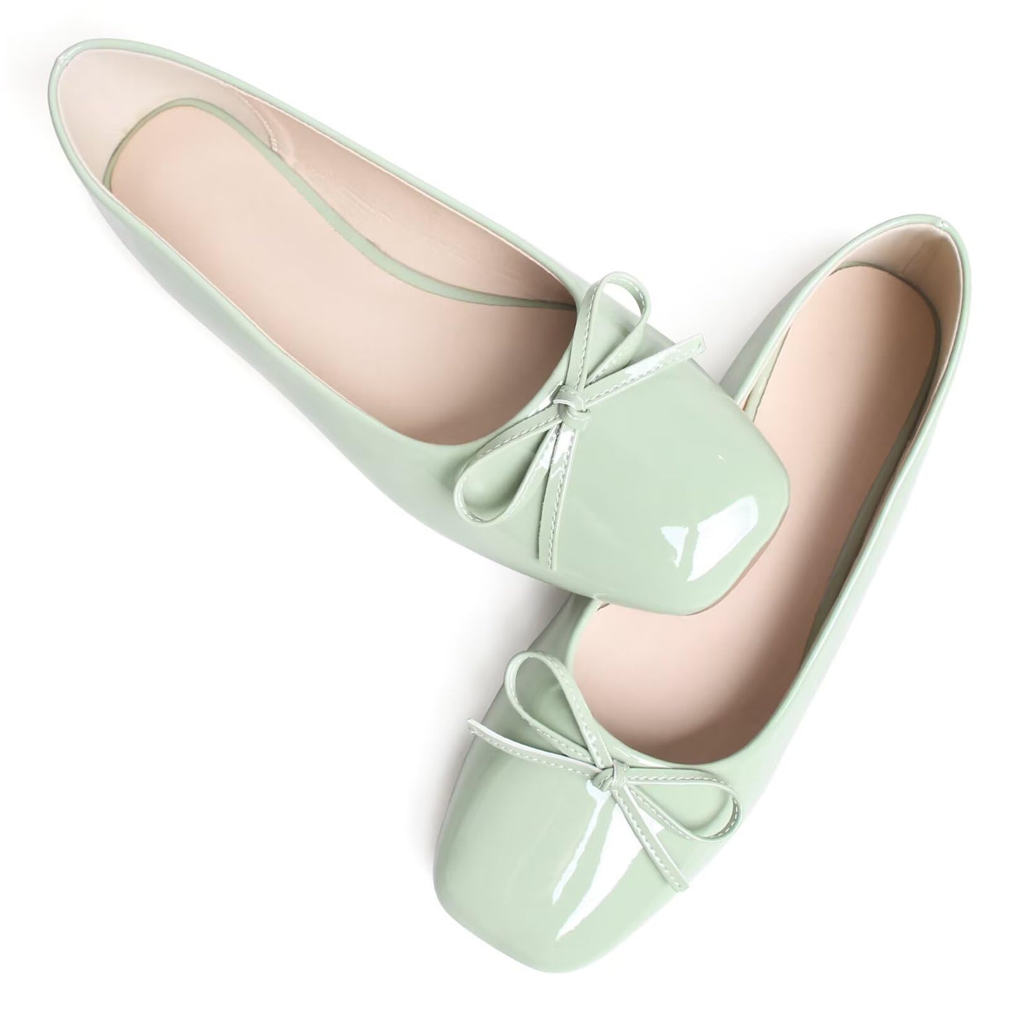 Dear Time Women's Casual Foldable Ballet Flats Square Toe Ballerina Flats Shoes Comfortable
