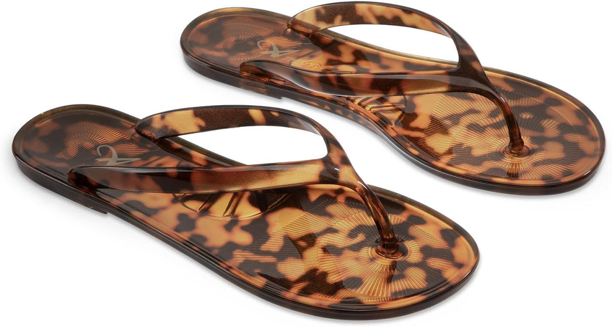 Athlefit Women's Jelly Flip Flops Summer Beach Thong Sandals | Quick-Dry Casual Beach Pool Flat Sandals,Slip On Lightweight Casual Slides,Travel Walking Cute Round Toe Jelly Shoes