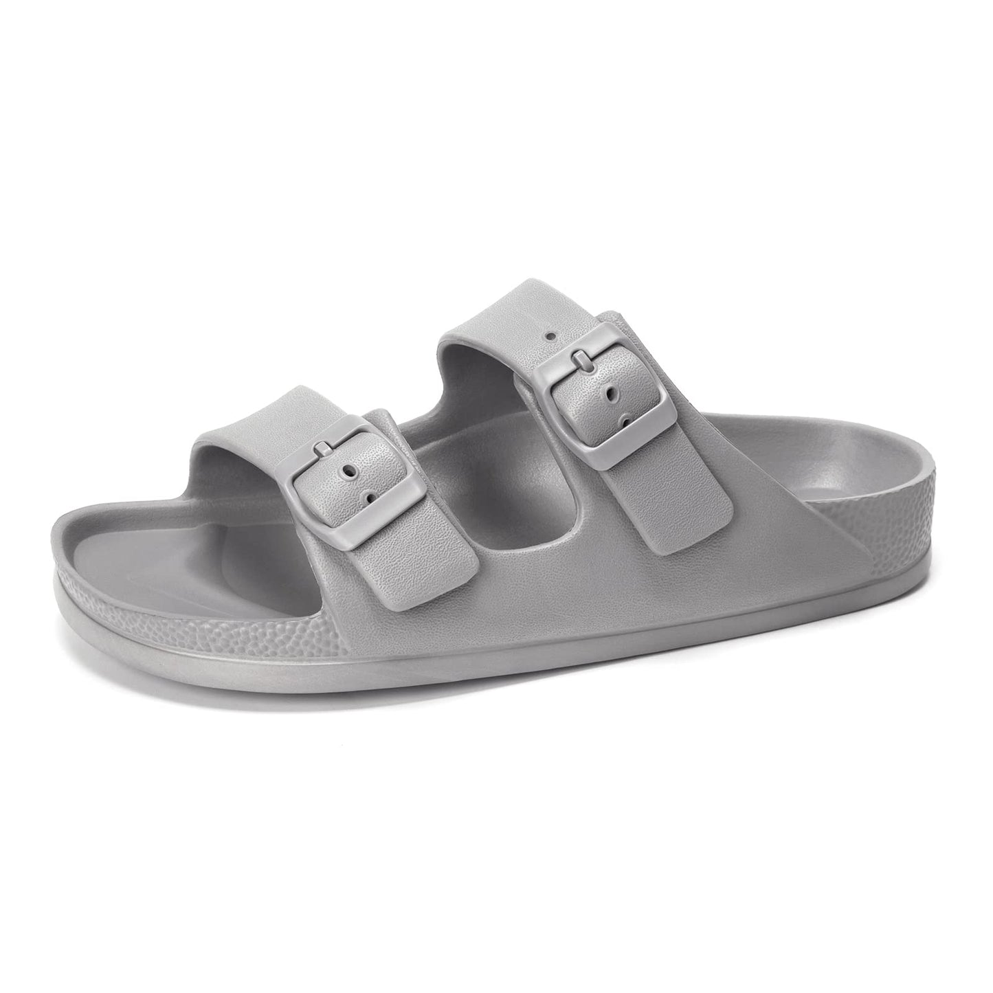 FUNKYMONKEY Women's Comfort Slides Non-Slip Lightweight Flat Beach Sandals | Adjustable Buckle Plastic Sandals with Arch Support, Waterproof Non-Slip Summer Slippers for Pool, Shower & Daily Wear