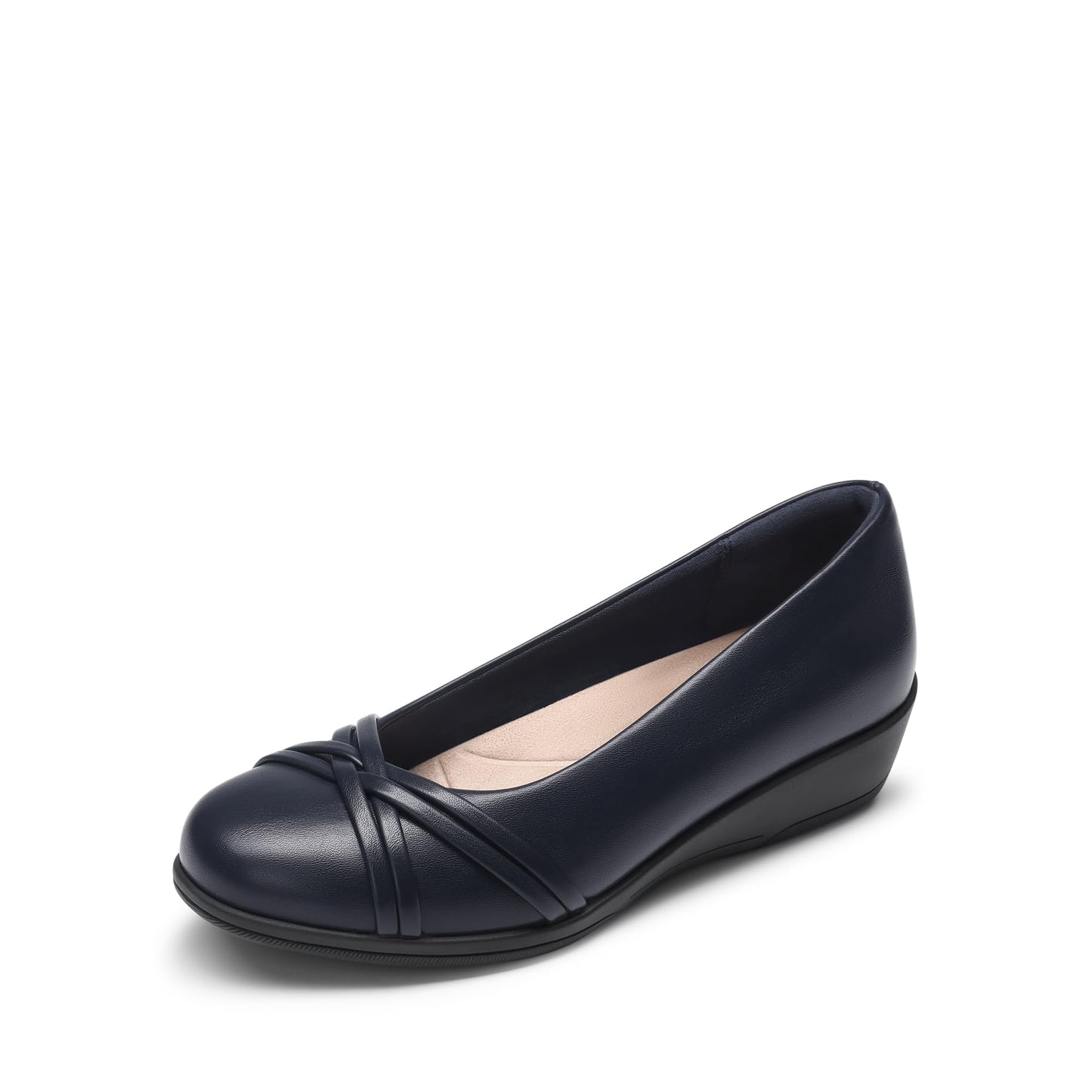 DREAM PAIRS Women's Low Wedges Closed Toe Dressy Flats | Light flexible grippy TPR outsole, Breathable memory foam insole with ergonomic arch support, Padded anti-rub heel