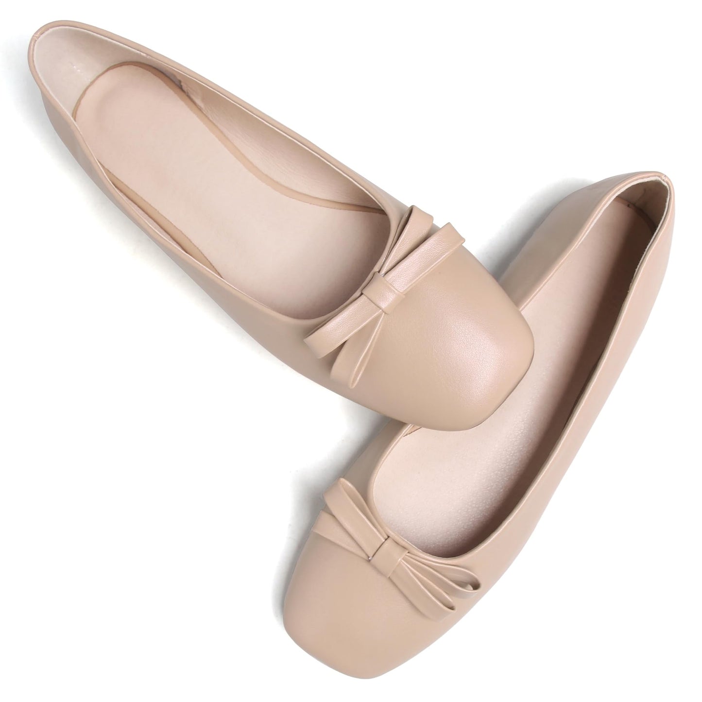 Dear Time Women's Casual Foldable Ballet Flats Square Toe Ballerina Flats Shoes Comfortable