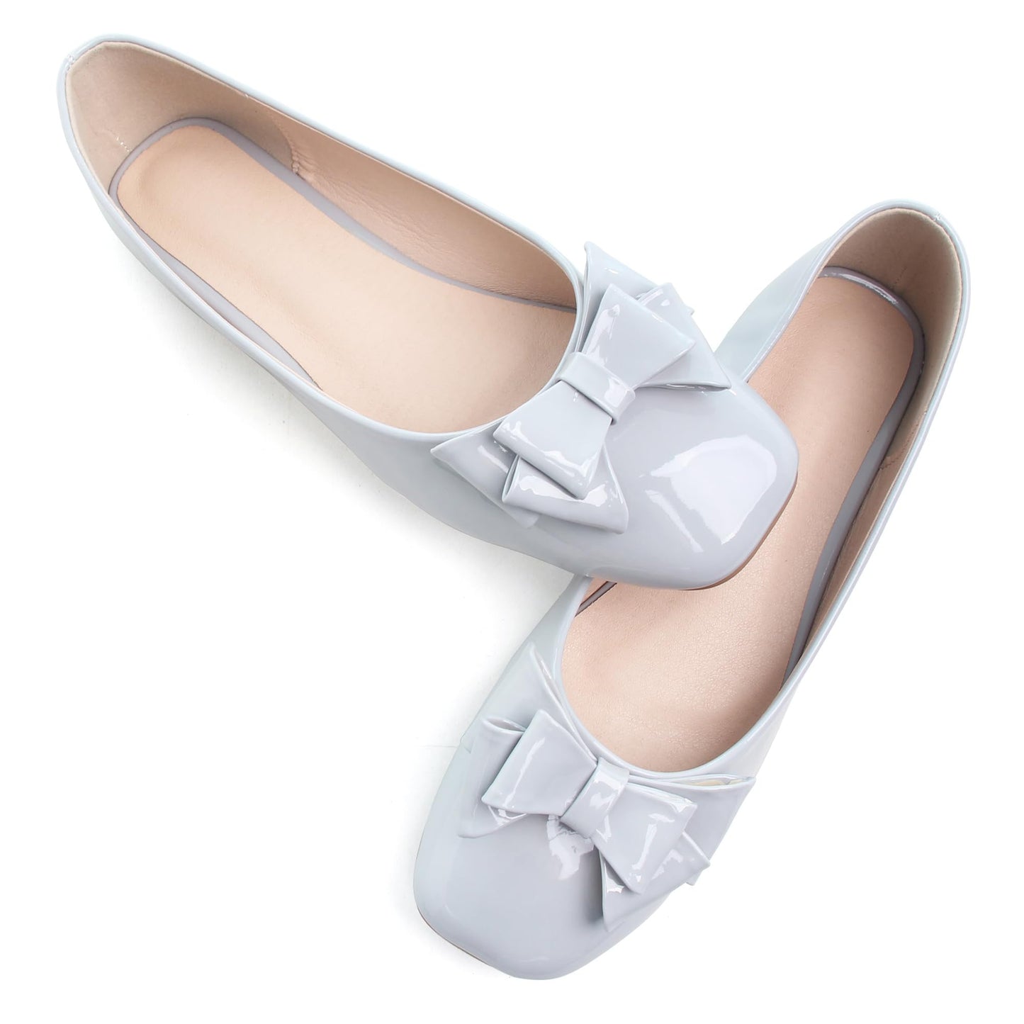 Dear Time Women's Casual Foldable Ballet Flats Square Toe Ballerina Flats Shoes Comfortable