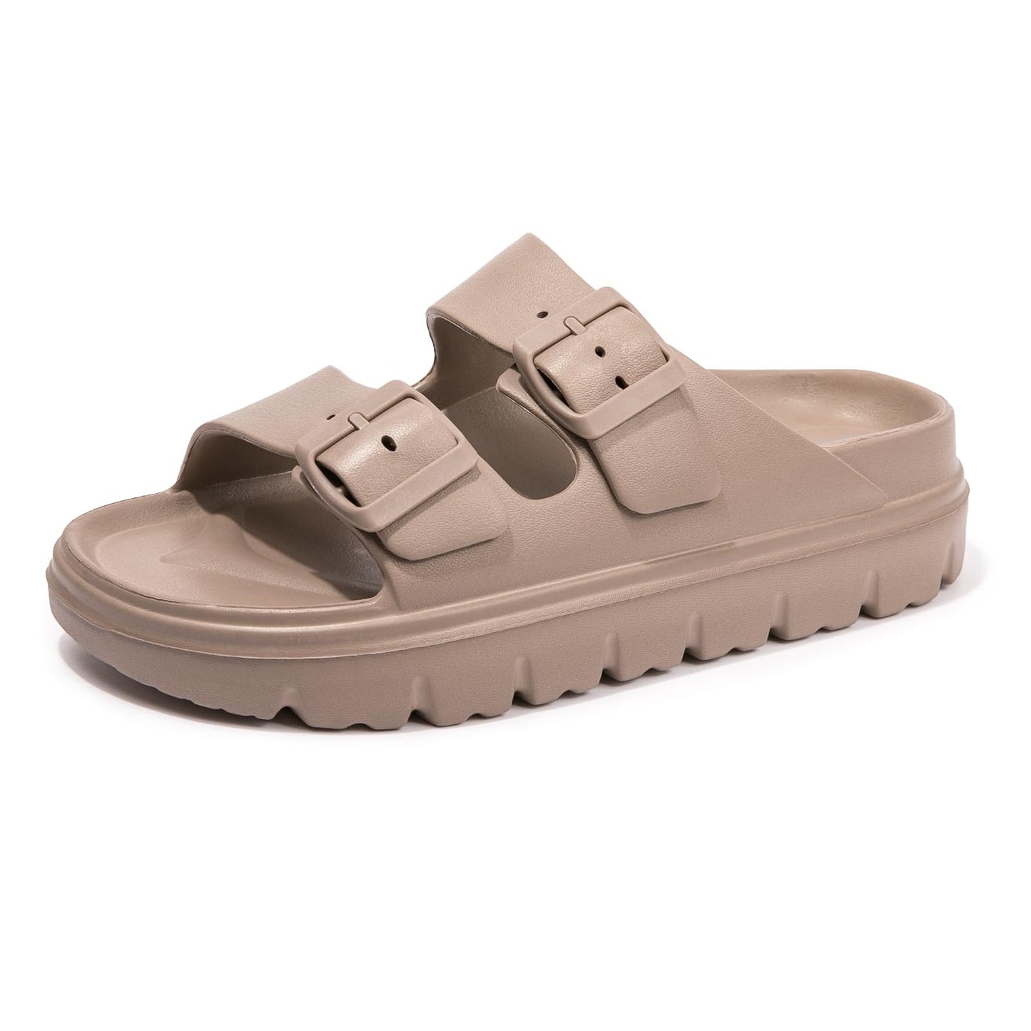 FUNKYMONKEY Women's Comfort Slides Non-Slip Lightweight Flat Beach Sandals | Adjustable Buckle Plastic Sandals with Arch Support, Waterproof Non-Slip Summer Slippers for Pool, Shower & Daily Wear