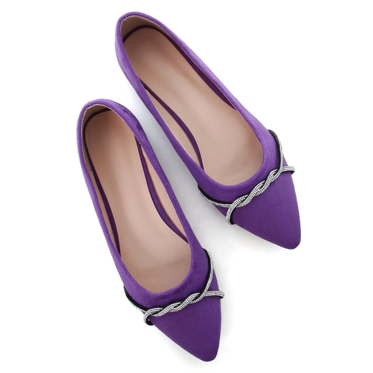 TN TANGNEST Womens Casual Flats Chain Ballet Flats | Fashion Pointed Toe Rhinestone Flats, Comfort Slip On Dress Shoes for Business Work Office Wedding Party