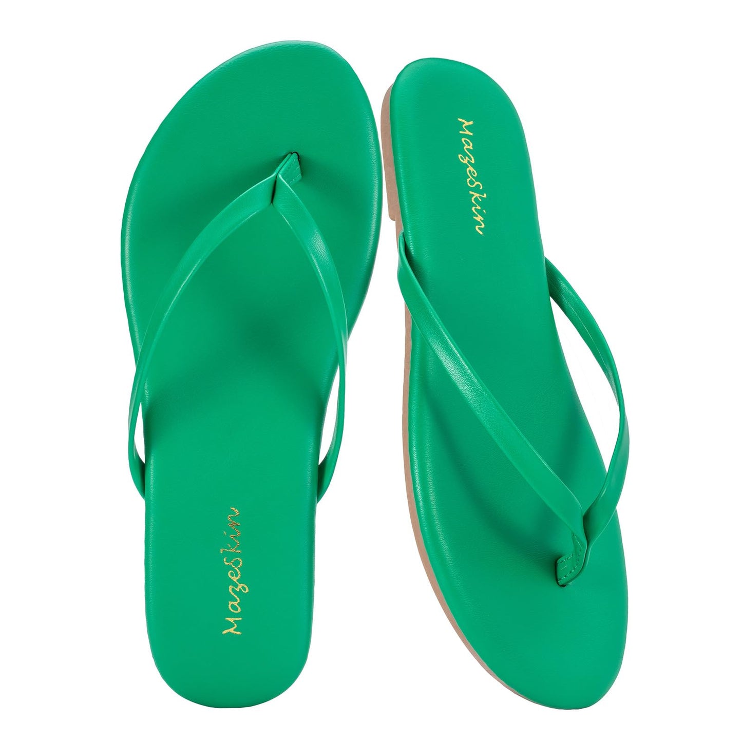mazeskin Womens Memory Foam Flip Flops Flat Thong Sandals | Soft Vegan Leather Comfortable Cushioned Casual Dressy Beach Summer Minimalist Slim Slide Shoes Indoor Outdoor