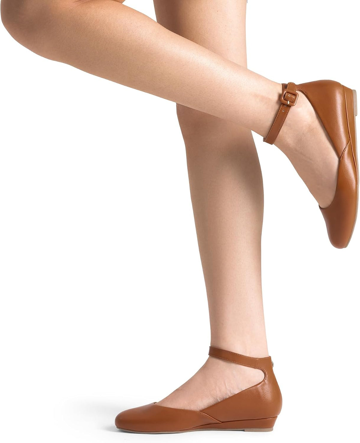 DREAM PAIRS Women's Dress Flats Ballet Low Wedge | Round Toe Flats, Ankle Strap, Comfortable Casual Flat Shoes