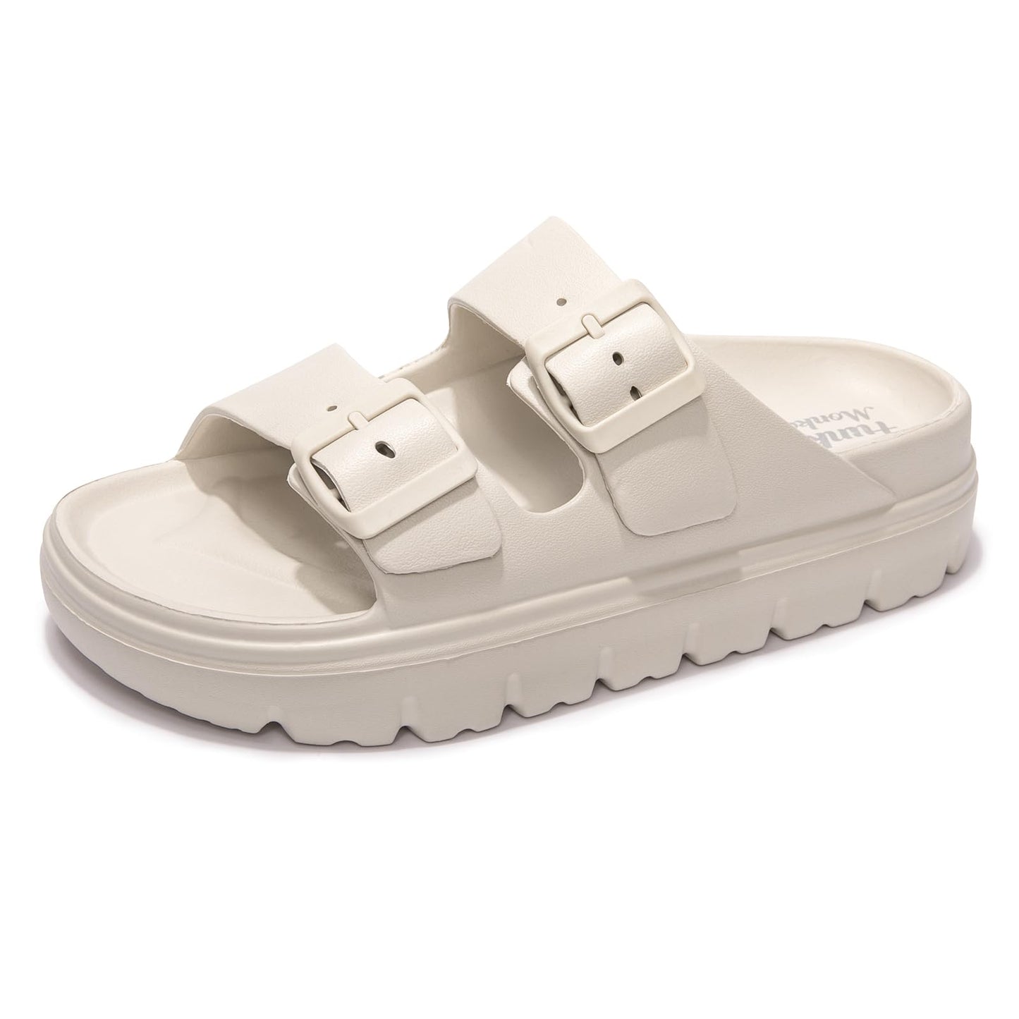 FUNKYMONKEY Women's Comfort Slides Non-Slip Lightweight Flat Beach Sandals | Adjustable Buckle Plastic Sandals with Arch Support, Waterproof Non-Slip Summer Slippers for Pool, Shower & Daily Wear