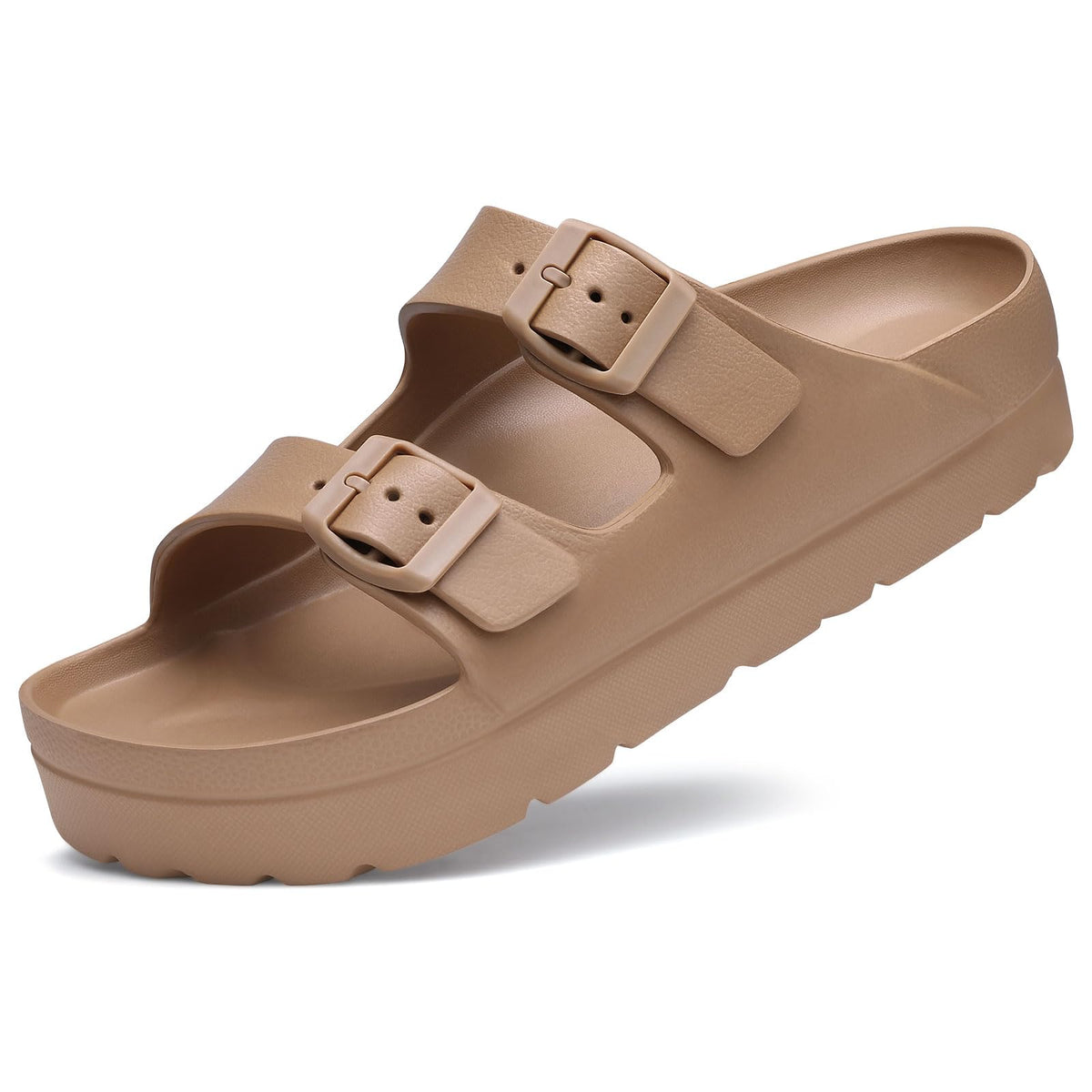 Goosecret Women's Comfortable Arch Support Walking Platform Sandals | Lightweight Chunky Slip-On Foam Slides with Adjustable Buckle, Sandals for Beach and Daily Wear