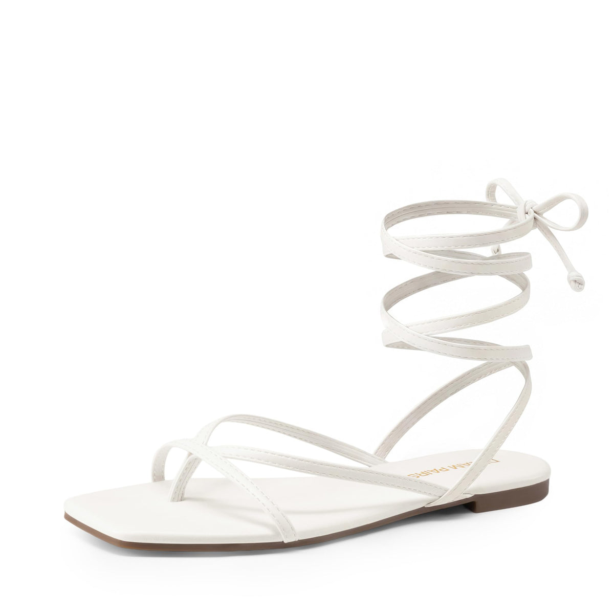 DREAM PAIRS Womens Strappy Lace Up Summer Flat Sandals | Comfortable Thong Design Gladiator Dressy Square Toe Tie Up Sandals for Walking Beach Vocation City Walks Travel