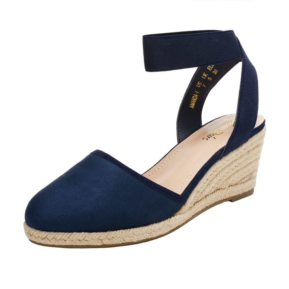 DREAM PAIRS Women's Ankle Strap Wedge Sandals | Espadrilles Sandals, Elastic Ankle Strap, Cushioned Comfort for Summer Outfit, Fashion Dressy Shoes