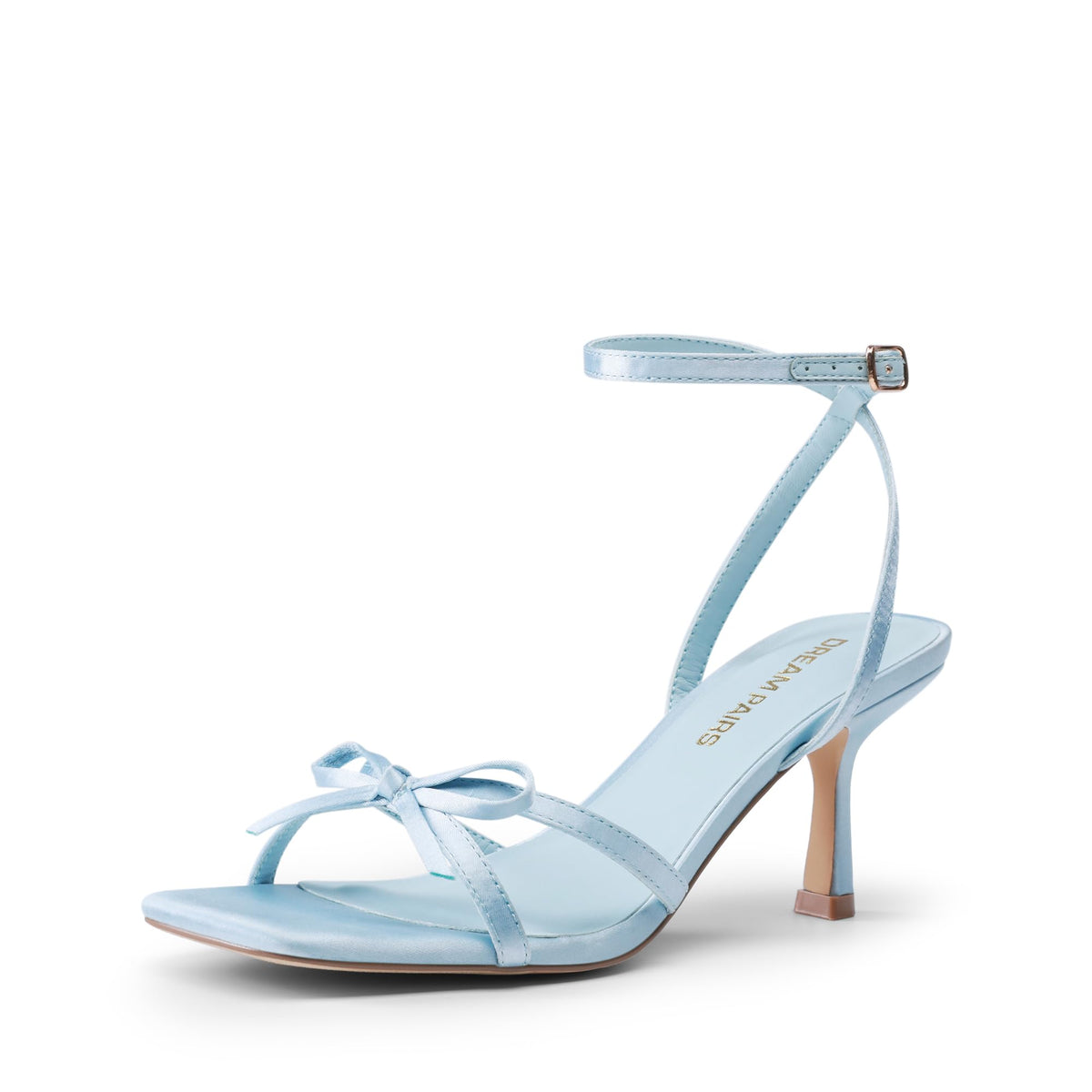 DREAM PAIRS Women's Elegant Bow Strappy Kitten Heel Sandals | Square Open Toe Ankle Strap Dress Heels, Comfort Bridal Heeled Sandals for Wedding and Formal Party Occasions