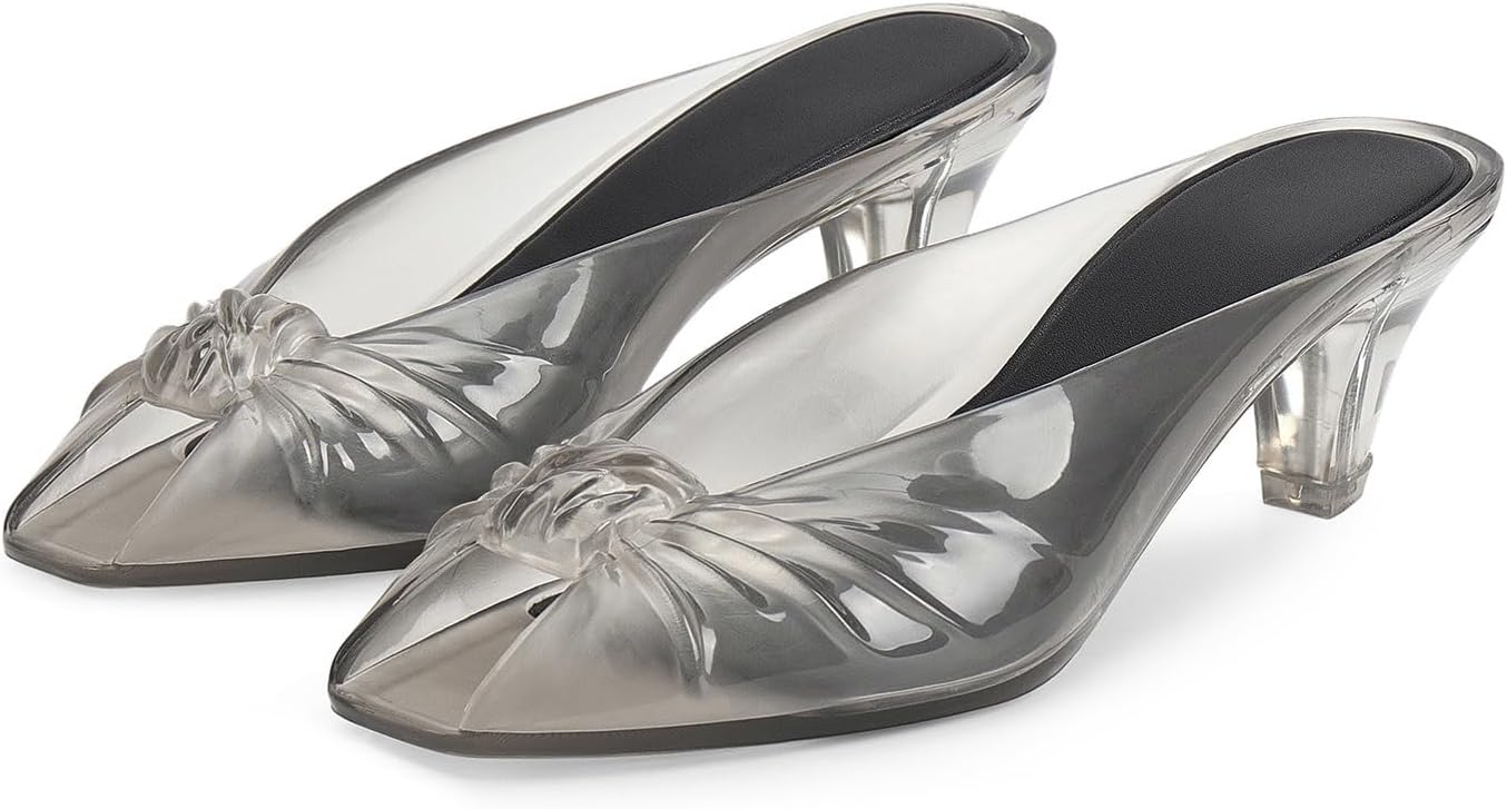Jelly Sandals for Women Clear Sandals Jelly Shoes Women Kitten Heel Mules Open Toe Slide Pumps Dress Shoes Beach Summer Sandal Cute Comfortable