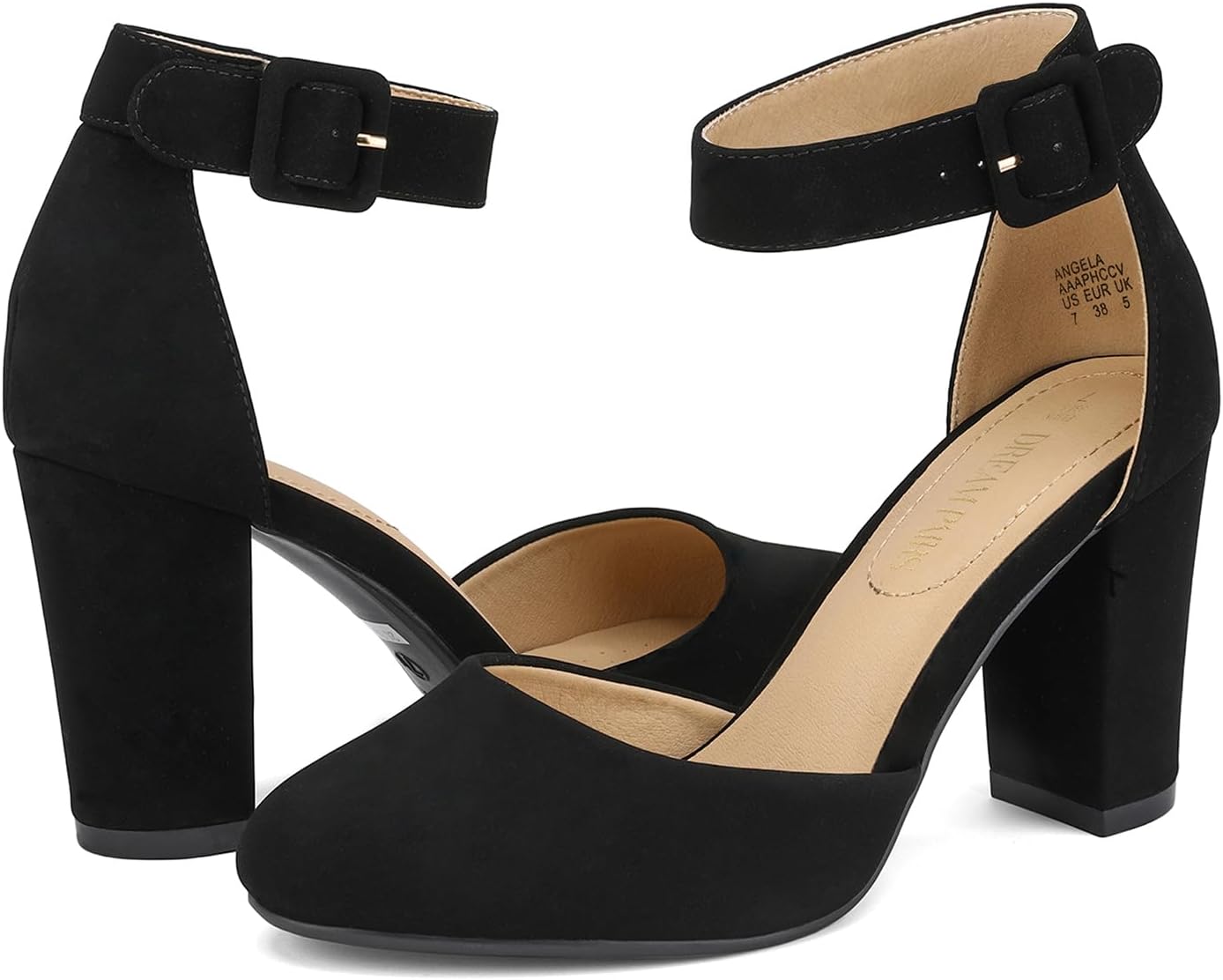 DREAM PAIRS Women's High Heel Chunky Pumps Shoes | Ankle Strap Closed Round Toe Chunky Heels Wedding Pumps Shoes for Women
