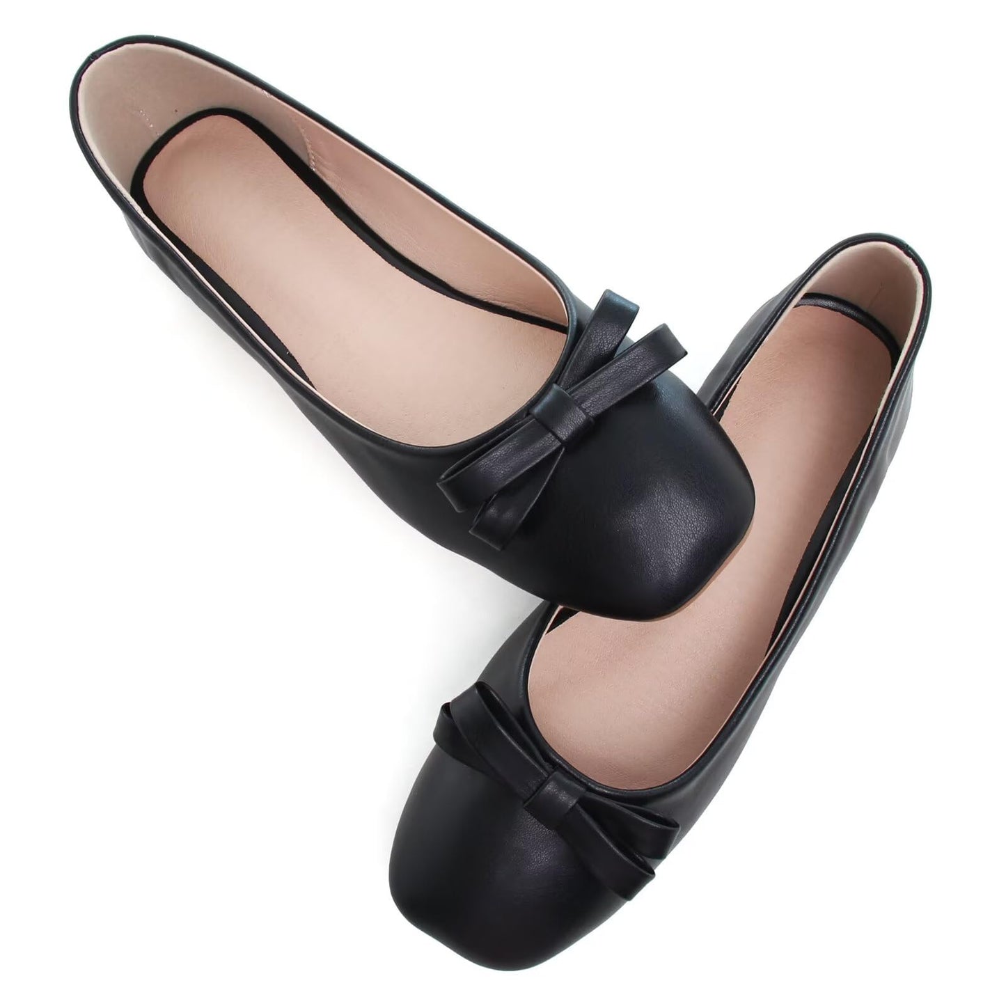Dear Time Women's Casual Foldable Ballet Flats Square Toe Ballerina Flats Shoes Comfortable