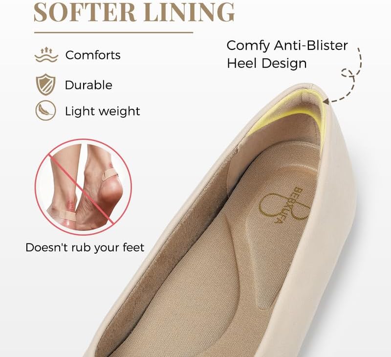 Dressy Flats for Women Square Toe Ballet Flats Comfortable Slip On Work Shoes Arch Support Office & Formal