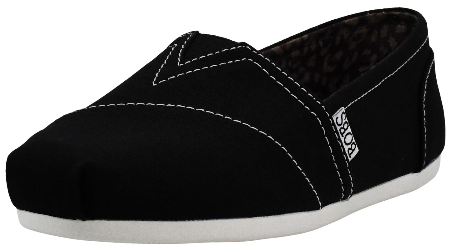 Skechers Women's BOBS Plush-Peace & Love Flats | Casual slip on, Memory Foam footbed, Machine Washable, Crafted with 100% vegan materials, Canvas upper