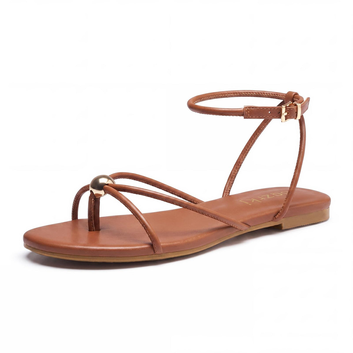 Strappy Flat Sandals for Women Comfortable Open Toe Ankle Strap Thong Sandals Summer Beach Dressy Shoes