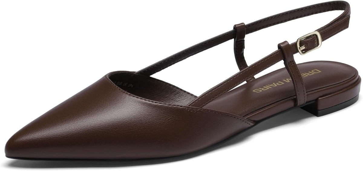 DREAM PAIRS Women's Slingback Dress Ballet Flats | Pointed Toe Flats, Buckle Strap, Classic Low Heel Dress Shoes for Casual Work Office Party