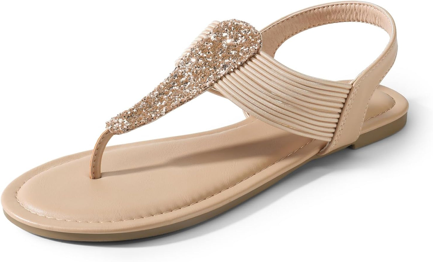 DREAM PAIRS Women's Flat Ankle Strap Sandals | Comfortable Elastic Strappy String Thong T-Strap Dressy Summer Gladiator Sandals for Women