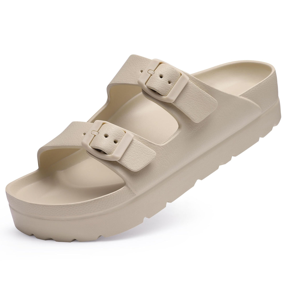 Goosecret Women's Comfortable Arch Support Walking Platform Sandals | Lightweight Chunky Slip-On Foam Slides with Adjustable Buckle, Sandals for Beach and Daily Wear