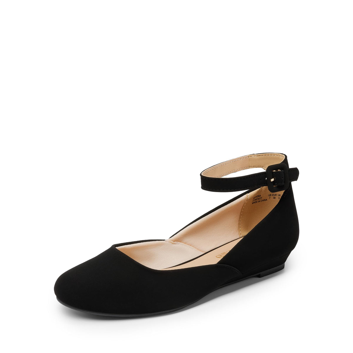DREAM PAIRS Women's Dress Flats Ballet Low Wedge | Round Toe Flats, Ankle Strap, Comfortable Casual Flat Shoes