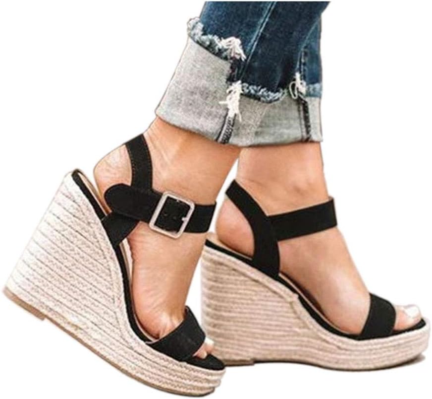 VICKI·VICKI Women's Platform Sandals Wedge Ankle Strap Open Toe Sandals